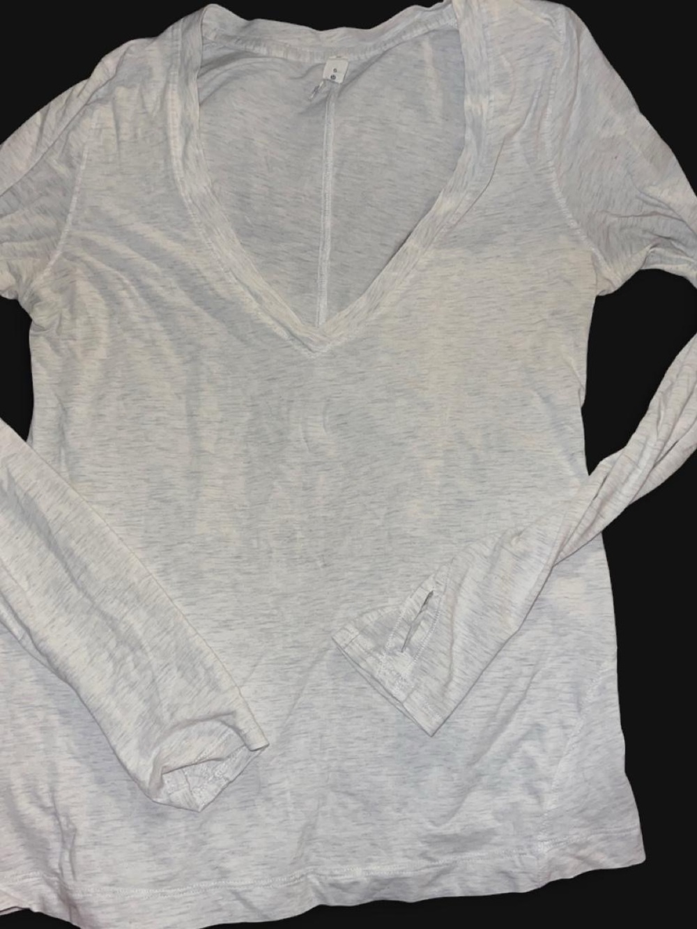 lululemon athletica Light Heather Gray V-Neck Long Sleeve Top